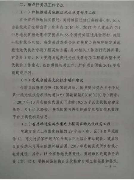 河南省下发《2017年光伏扶贫工作推进方案》的通知